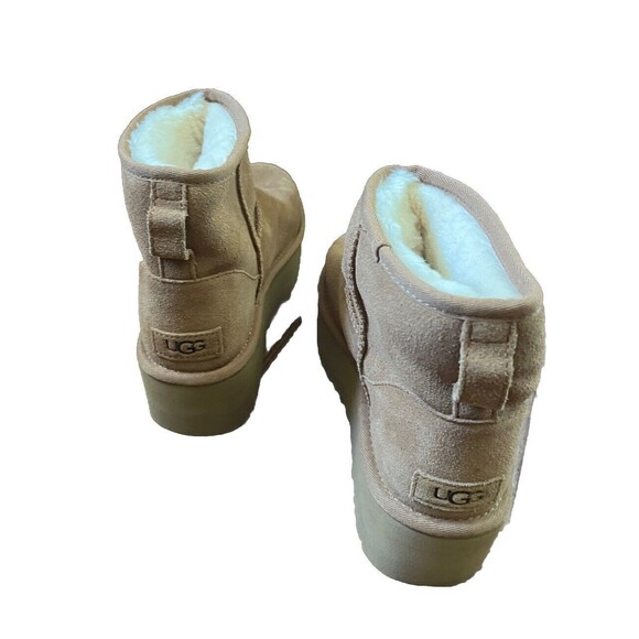 Ugg Women’s Classic Mini Platform Boot Chestnut Sz 8 New Without Box - Picture 4 of 6